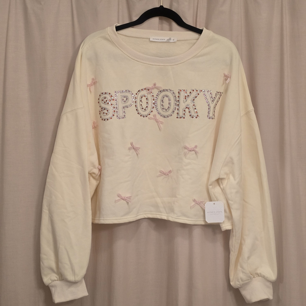 Altar'd State Cream Halloween Spooky Sweatshirt